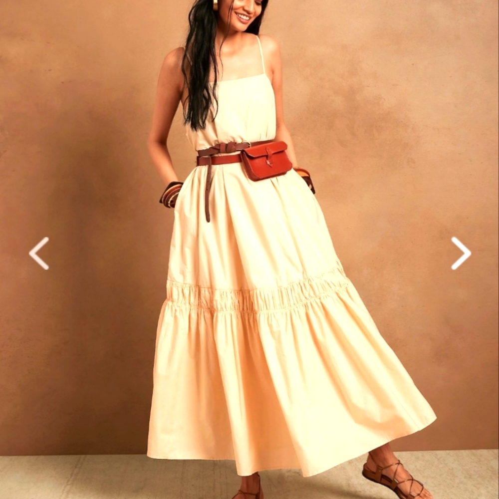 💥 Final Price | Banana Republic | Poplin Backless Maxi Dress | White | M